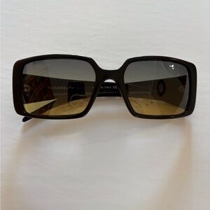 CHANEL Black Frame Sunglasses with Brown Gradient Lenses- 5045
